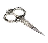 OVAQUIXI Tijeras Vintage de Acero Inoxidable, Tijeras de Bordado con Estampado Floral para Manualidades de Costura y Proyectos de Bricolaje (SILVER)