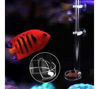 OVAQUIXI Tubo de Alimentación de Camarones para Acuario, Alimentador de Tanque de Peces de Acrílico Transparente con Plato de 7 Cm y 2 Ventosas, Reduce la Flotación de Alimentos y el Desorden para