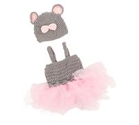 OVAQUIXI Vestido de Tul Suave Ropa Bebé Recién Nacido Elegante Gorro Falda de Punto para Más de 3 Meses
