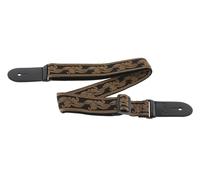 OVATION Correa de guitarra de nailon - Signature «Leaf» - Correa de guitarra acolchada - 50 mm de ancho - Extremos de cuero - Hilo brillante especial/Diseño reluciente - Cobre retro - Negro/Cobre