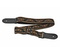 OVATION Correa de guitarra de nailon - Signature «Multi Soundhole» - Correa acolchada - 50 mm de ancho - Extremos de cuero - Hilo brillante especial/Diseño reluciente - Retro Copper - Negro/Cobre