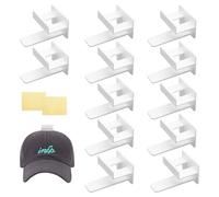 OVBOVA 12 Piezas Colgador de Sombreros Autoadhesivo, 2 Modos de Colgado, Organizador de Pared Sin Perforación para Hogar, Tiendas y Oficinas -Blanco