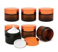 OVBOVA 6 Piezas Tarros de Crema de Vidrio Marrón Vacío, 30ml Envase para Cremas de Viaje, Botes de Ungüento, Tarros de Crema para Cosméticos, Cremas, Lociones, Aceites
