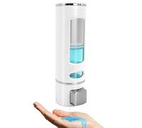 OVBOVA Dispensador de jabón para montaje en pared, 400 ml, montaje en pared, sin taladrar, dispensador de gel de ducha transparente para baño, ducha, cocina, dispensador de jabón de mano ABS con