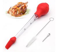 OVBOVA Jeringuilla para Asar, Jeringuilla para Pavo, 4 Piezas para Asar Pavo, Pipeta para Asar Pavo, Silicona Fda, Incluye Agujas, Cepillo para Asar Y Cepillo De Limpieza, Utensilio De Cocina