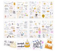 OVBOVA Set de pegatinas de cumpleaños - 8 hojas con más de 350 pegatinas para libro de visitas, álbum de fotos y scrapbooking - Pegatinas de cumpleaños en 4 diseños para crear creativos