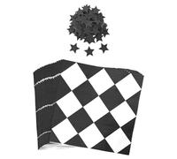 OVDGWC 0 Hojas De Pañuelos A Cuadros En Blanco Y Negro, 1 Paquete De Confeti De Estrellas Negras, Decoración Creativa De Mesa De Comedor, Servilletas Absorbentes, Decoración De La Fiesta Festiva