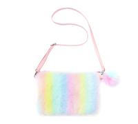 OVDGWC 1 Bolsillo De Peluche Colorido, Bolso Para Niños, Bolso De Peluche Dulce Creativo, Bolsa De Felpa Ajustable, Carne A Rayas De Niñas