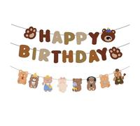 OVDGWC 1 Feliz Cumpleaños para Tirar De La Bandera, 1 Oso Pequeño para Tirar De La Bandera, Pancartas De Cumpleaños para Niños, Decoración para La Fiesta De Cumpleaños