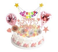 OVDGWC 1 Juego De Complementos Decorativos para Tartas Y 1 Tapón De Bandera, Accesorios para Tartas, Cuentas De Tartas Brillantes, Suministros para Fiestas De Cumpleaños