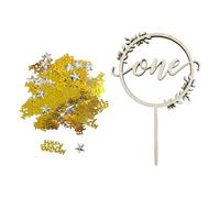OVDGWC 1 Pieza De Un Enchufe De Pastel De Madera De 1 Año, 1 Paquete con Confeti Estirado, Topper De Pastel Creativo, Decoración De Fiesta De Cumpleaños De 1 Año