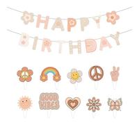 OVDGWC 1 Set Flags De Feliz Cumpleaños, 10 Piezas De Complementos De Pastel, Decoración De Margaritas, Topper De Pastel De Dibujos Animados, Decoración De La Fiesta De Los Niños