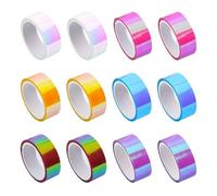 OVDGWC 12 Rollos De Cinta De Gradiente Láser, Cinta Adhesiva De Color Autoadhesivo, Cinta De Arte Deco De Bricolaje, Decoración De Álbumes De Recortes De Puesta A Mano, Cinta Creativa