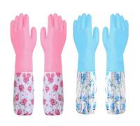 OVDGWC 2 Pares De Guantes De Limpieza, Guantes De Limpieza Estampados, Platos Impermeables De Un Terciopelo De Felpa, Guantes Reutilizables, Trabajo De La Casa De Cocina Guantes De Goma