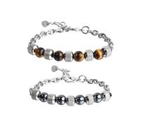 OVDGWC 2 Piezas De Pulsera De Cuentas para Hombres, Pulsera De Acero Inoxidable, Pulsera Ajustable, Pulsera De Moda Y Simple, Regalo para Hombres