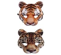 OVDGWC Pieza De Máscara De Leopardo Y 1 Pieza De Máscara De Tigre, Máscara De Animales, Máscara De Simulación Creativa, Mascarada, Juego De Animales Frecuisito