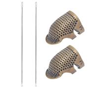 OVDGWC Piezas De Agujas De Costura Y Anillos De Pleas De Zorro De 2 Partes, Herramientas De Costura, Dedal Retro Ajustable, Dedo De Metal Deslizante