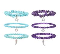 OVDGWC Piezas De Pulsera De Cristal, Pulsera Elástica De Perlas, Pulsera De Cristal Azul Y Morado, Joyería De Piedra Preciosa para Mujeres, Joyas De Mano Simples Y De Moda, Brazalete De Remolque