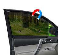 Ovege 2 parasoles magnéticos universales para Ventana de Coche, de Malla, para Ventana Lateral, para Conductor y Pasajero (Semitransparente, Asiento Delantero, 2 Unidades)