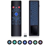 Ovegna T6 Plus: Mini Teclado Remoto, infrarrojo, inalámbrico inalámbrico de 2.4 GHz, retroiluminado de 7 Colores, Panel táctil y Mouse, para Android, PC, Caja, Smart TV y Linux