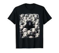 Oveja Animal Negro Camiseta gráfica económica, Hombre, Negro, M
