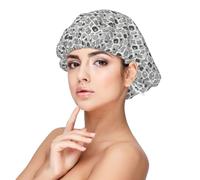 Oveja con estampado geométrico, negro, blanco y gris,Gorro de dormir de satén ajustable para adultos, de seda, elástico, para dormir, para mujer