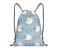 Oveja De Dibujos Animados Linda Bolsa De Cuerdas Mochila con Cordón Fácil De Doblar Ligera Bolsa para Senderismo Almacenamiento Zapatos 36X42Cm