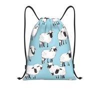 Oveja De Dibujos Animados Linda Bolsa De Hombro Doble Mochila Cuerdas Fácil De Doblar Ajustable Bolsa De Cuerdas para Almacenamiento Escuela Escolar 36X42Cm