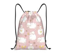 Oveja De Dibujos Animados Linda Bolsa Deporte Mochila Ajustable Fácil De Doblar Bolsa con Cordón para Adulto Almacenamiento Escolar 36X42Cm