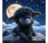 Oveja de la Luna Negra Puzzle de 70 Piezas,16x16 cm Rompecabezas DIY,Entretenimiento Creativo,Rompecabezas para Adultos,Juego de Habilidad para Toda la Familia