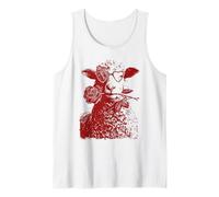Oveja de San Valentín con Gafas de Sol de corazón Floral romántico Camiseta sin Mangas