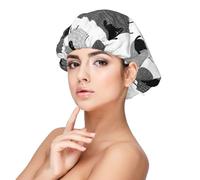 Oveja divertida sobre fondo gris,Gorro de dormir de satén para adultos - Gorro de dormir elástico para mujer, cubrecabello nocturno