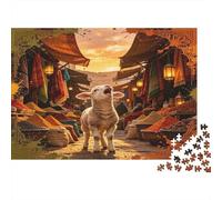 Oveja en el Mercado Puzzle de 1000 Piezas Juego de Puzzle 1000 Piezas Papel Puzzle para Adultos Escena de Bazar Relajación Regalo Hogar 52x38cm/1000pcs