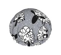 Oveja graciosa,Gorro de ducha, gorro de noche, gorro de baño elástico impermeable de doble capa, reutilizable para el cabello.