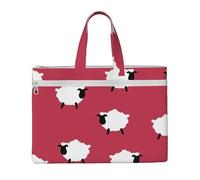 Oveja linda de dibujos animados, oveja blanca, oveja roja impresa,Bolsa de lona para documentos con cremallera, bolso de mano, maletín para la escuela y la oficina.