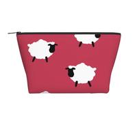 Oveja Linda Dibujos Animados Oveja Blanca Estampado Rojo, Bolsa de artículos de tocador Bolsa de Maquillaje Bolsa de cosméticos Bolsa de artículos de tocador de Viaje portátil