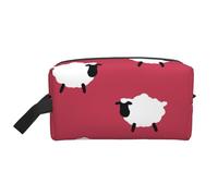 Oveja Linda Dibujos Animados Oveja Blanca Estampado Rojo, Bolsa de Maquillaje Bolsa de cosméticos Bolsa de artículos de tocador de Viaje portátil Organizador de Bolsa de Maquillaje