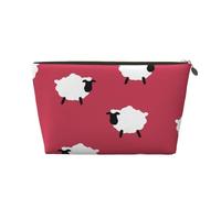 Oveja Linda Dibujos Animados Oveja Blanca Estampado Rojo, Bolsa de Maquillaje Bolsa de cosméticos Bolsa de artículos de tocador de Viaje portátil Bolsa de artículos de tocador