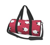 Oveja Linda Dibujos Animados Oveja Blanca Estampado Rojo, Bolsa de Viaje de Gran Capacidad, Bolso Redondo, Bolsa de Viaje Deportiva, Bolsa de Mano, Bolsa de Fitness