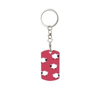 Oveja Linda Dibujos Animados Oveja Blanca Estampado Rojo, Llavero de metal rectangular, Llaveros de metal Llavero Llavero Anillo Titular Organizador 1 pieza