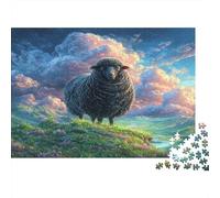 Oveja Negra en el Cielo del Campo de la Flor de la Colina Puzzle 1000 Piezas - Desafiante, Rompecabezas, Adultos, Regalo, Juego Familiar, Decoración del Hogar 52x38cm/1000pcs