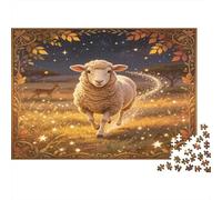 Oveja Pastoral Puzzle de 1000 Piezas Papel Puzzle para Adultos Escena Nocturna Campo Relajación Atención Decoración Regalo Familiar 70x50cm/1000pcs