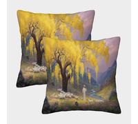 Oveja Under A Big Tree, Sacred Art of The Renaissance Funda De Cojín Cuadrada 45x45cm 2 Paquetes con Cremallera Decorativa Invisible para Muebles