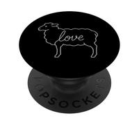 Ovejas Amor Minimalista Línea Arte Lindo Animal Granja Amante PopSockets PopGrip Adhesivo