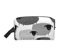 Ovejas Divertidas sobre Fondo Gris, Bolsa de Maquillaje Bolsa de cosméticos Bolsa de artículos de tocador de Viaje portátil Organizador de Bolsa de Maquillaje