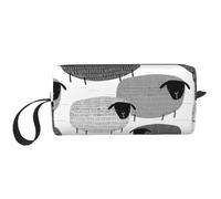 Ovejas Divertidas sobre Fondo Gris, Bolsa de Maquillaje Bolsa de cosméticos Bolsa de artículos de tocador de Viaje portátil Bolsa de Maquillaje