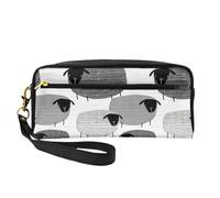 Ovejas Divertidas sobre Fondo Gris, Bolsa de Maquillaje Bolsa de cosméticos Bolsa de Aseo de Viaje portátil Estuche de Cuero para Mujeres y niñas