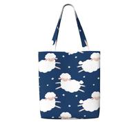 Ovejas en un cielo estrellado，Bolsas de supermercado reutilizables, bolsas de compras, bolsas de lona de gran capacidad, bolso de hombro