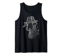 Ovejas Frescas con Sombrero de Fedora Line Art Camiseta sin Mangas