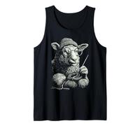Ovejas Tejer Ganchillo Hilo Knitter Lindo Animal Ganchillo Camiseta sin Mangas
